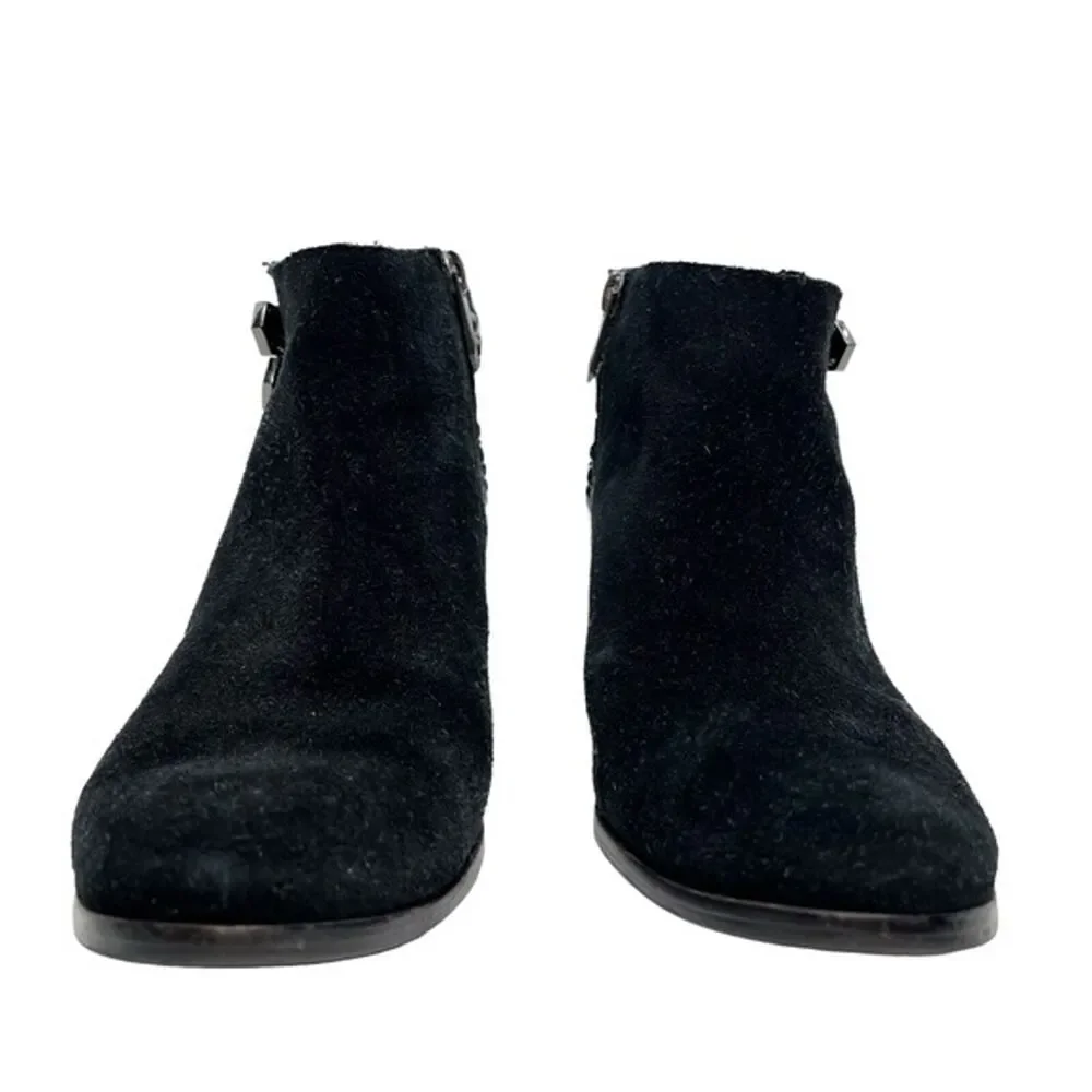 SAM EDELMAN PENROSE Black Ankle Booties Boots Buckles Gothic Leather Suede 6.5 - Picture 6 of 15
